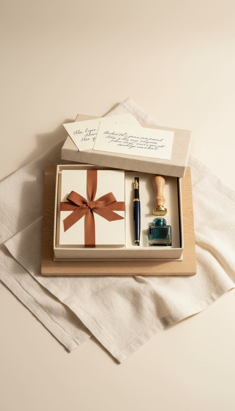 Designer stationery gift box with bold accents