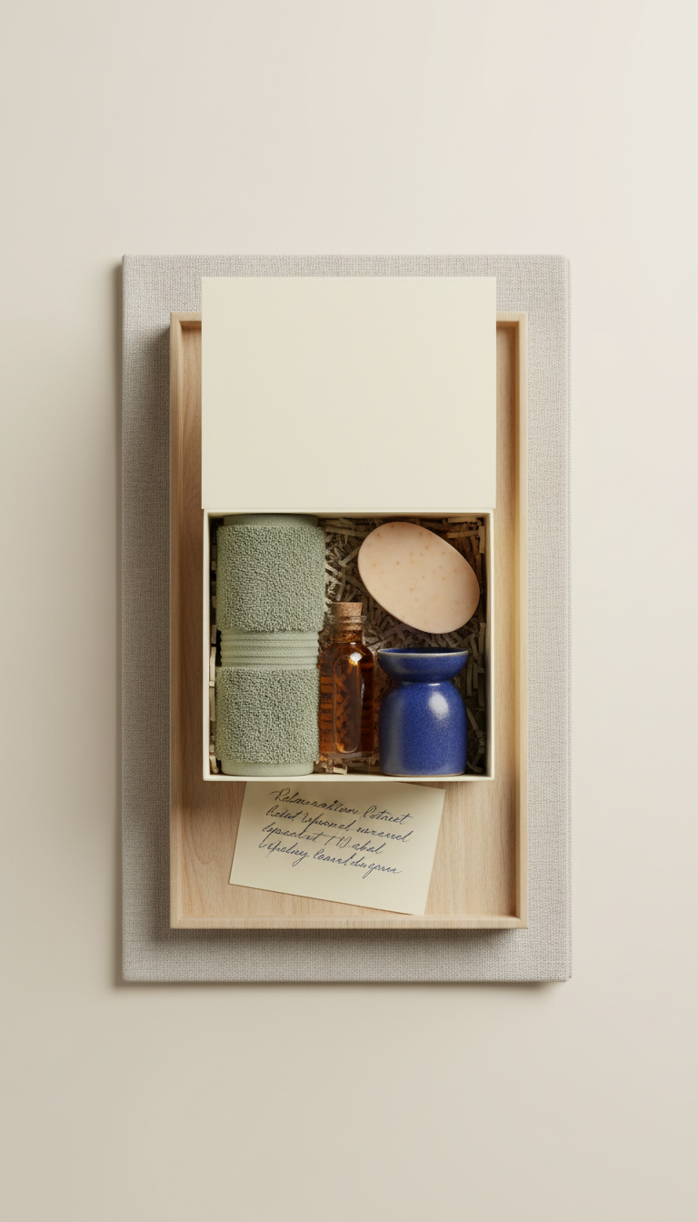 Relaxation retreat gift box with calming elements